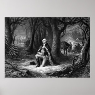 Póster General Washington que Praying na forja do vale