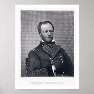 Poster General William Tecumseh Sherman, gravado após um