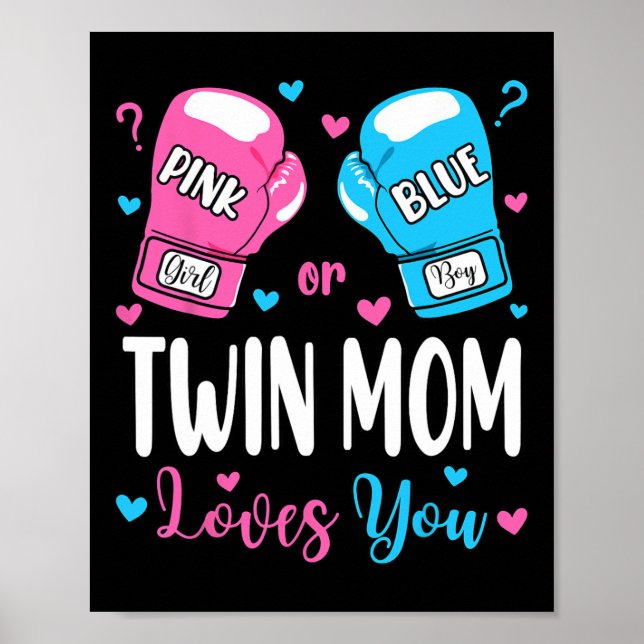 Poster Gênero Revela Rosa Ou Azul Gêmeos Mamãe Te Ama Box (Frente)