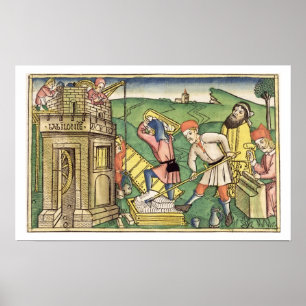 Poster Génese 11 1-9 que constroem a torre de Babel, de 