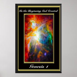 Póster Gênesis 1 No começo Deus criou negro