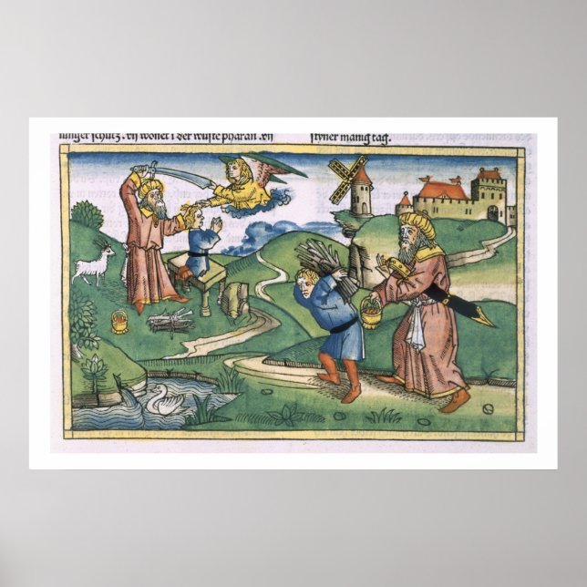 Póster Genesis 21 1-14 Abraão está oferecendo Isaac, para (Frente)