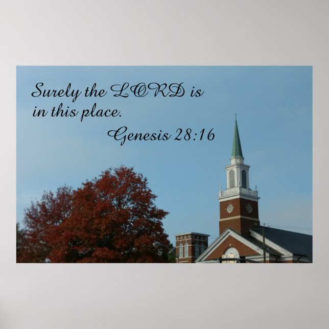 Poster Gênesis 28:16 Certamente o Senhor está neste lugar (Frente)