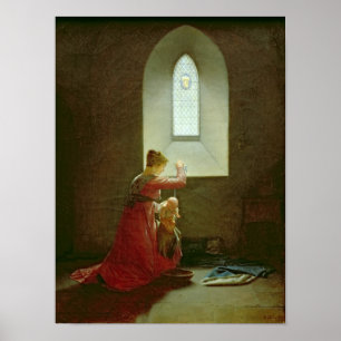 Póster Genevieve de Brabante que baptiza seu filho na