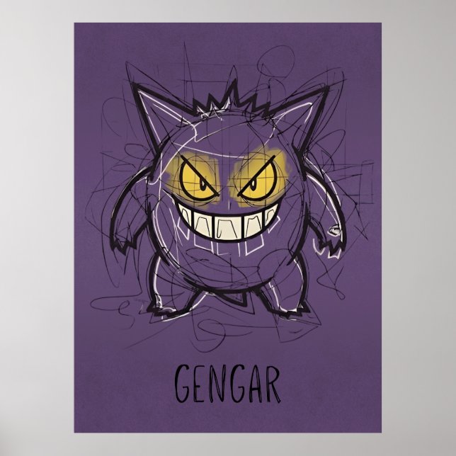 Poster Gengar Chaotic Scribble Art - Gritty Ghost Shadow  (Frente)