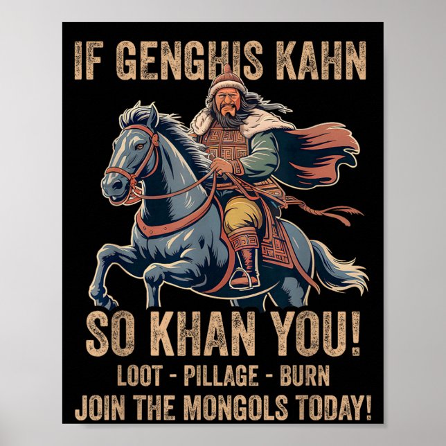 Poster Genghis Khan Quote Funny Mongolia History Mongolia (Frente)