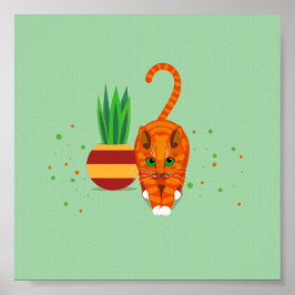 Poster Gengibre geométrico que passa por um posto de pote