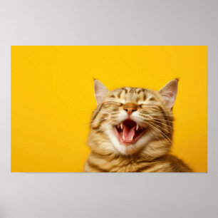 Poster Gengibre Rindo em Fundo Amarelo — Fu Bonito