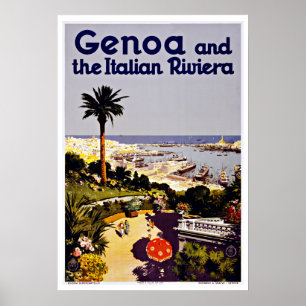 Póster Génova e Viagens vintage italiana da Riviera