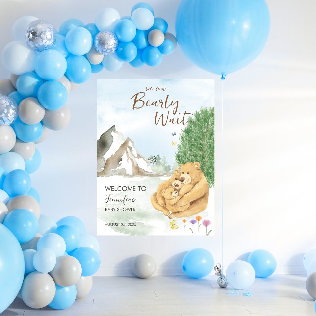 Poster Gente Beige Woodland Bear Bear Bear Bear Bear Bem- (Criador carregado)