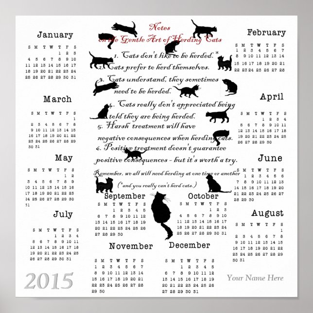 Póster Gentle Art of Herding Cats...2015 Calendário (Frente)