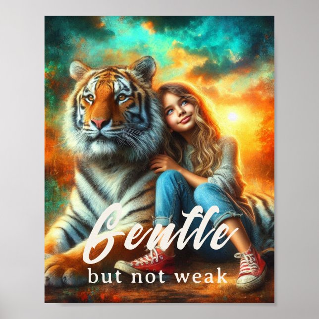Poster Gentle but Not Weak – Inspirational Tiger Canvas  (Frente)
