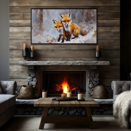 Poster Gentle Winter Foxes Print | Samsung Frame TV Art