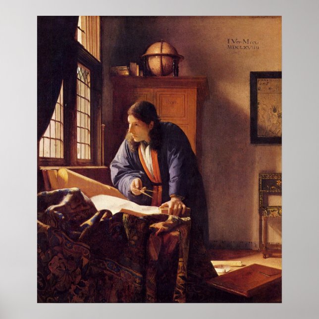 Poster Geógrafo de Johannes Vermeer (Frente)