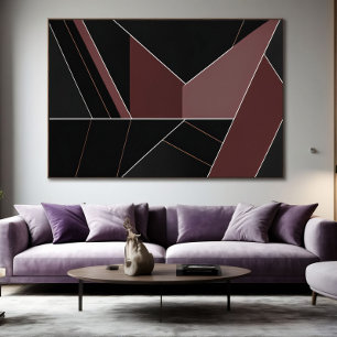 Poster Geometria Abstrata Burgundy e Preto