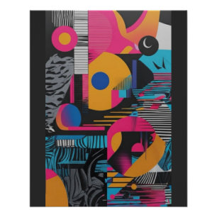 Póster Geometria Abstrata Vibrante Design de Pop Caos Gli