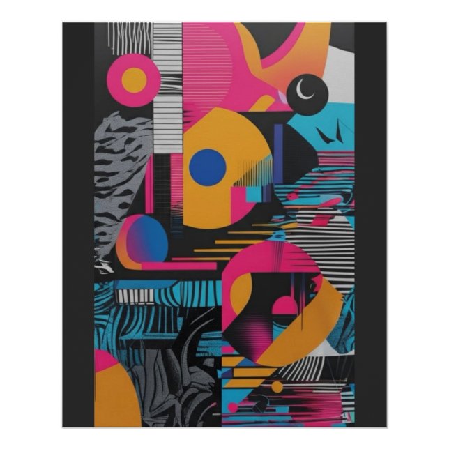 Póster Geometria Abstrata Vibrante Design de Pop Caos Gli (Frente)