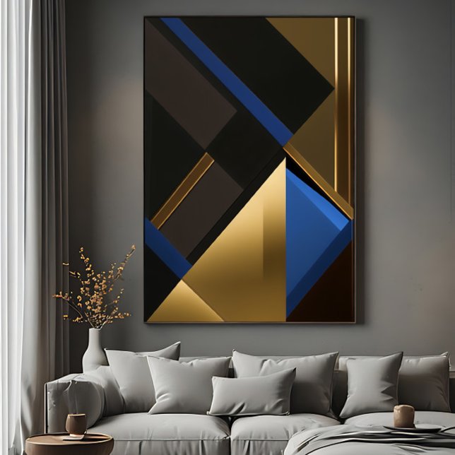 Poster Geometria Azul e Dourada (Criador carregado)