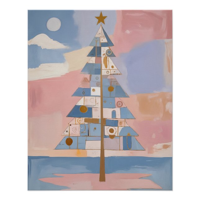 Póster Geometria de Natal Abstrata (Frente)