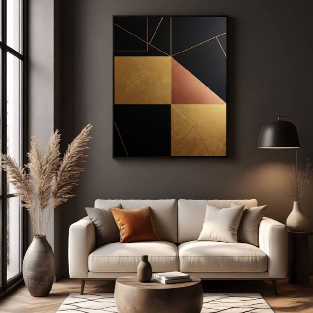Poster Geometria de Reflexos Dourados (Criador carregado)