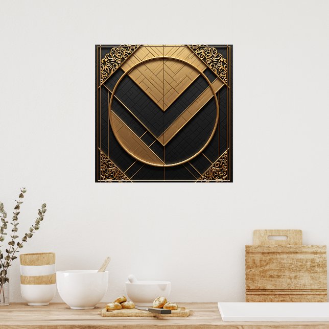 Poster Geometria Dourada (Cozinha)