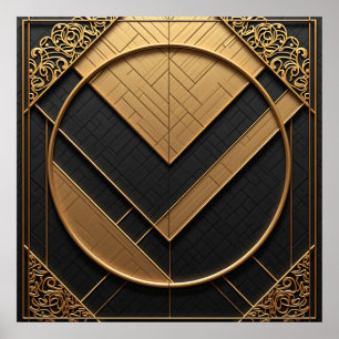 Poster Geometria Dourada