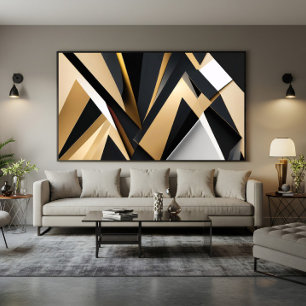Poster Geometria Dourada de Luxo