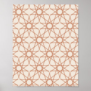 Poster Geometria Estelar Quíntupla em Terracota e Marfim