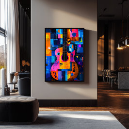 Poster Geometria Expressionista Violão – Arte Musical Vib