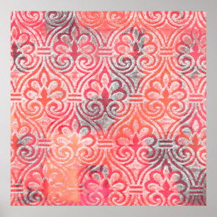 Poster Geometria padrão moderno de repetição com textures