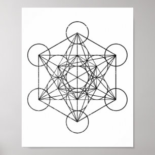 Poster Geometria Sagrada Cubo de Metatron Psicodélico Vin