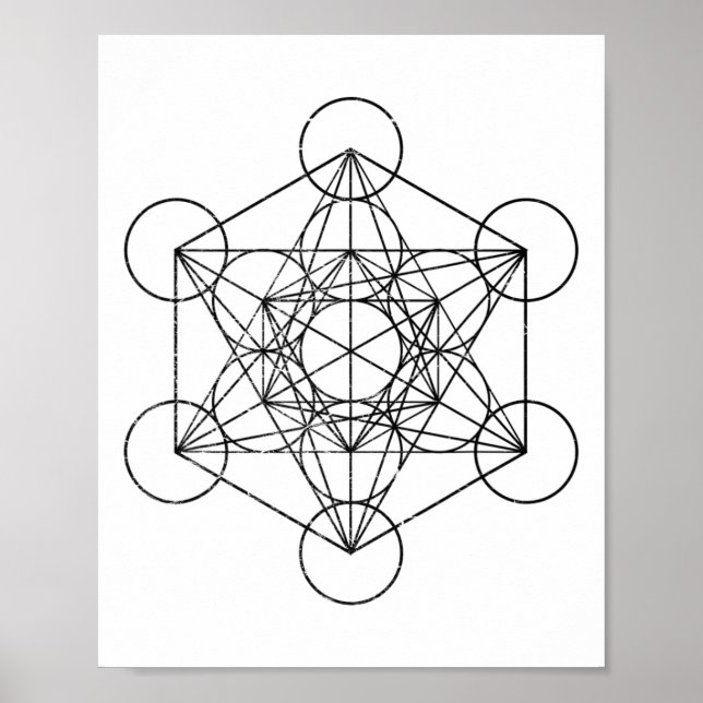 Poster Geometria Sagrada Cubo de Metatron Psicodélico Vin (Frente)