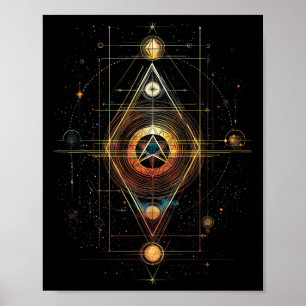 Poster Geometria Sagrada Cubo de Metatron Yoga Espiritual