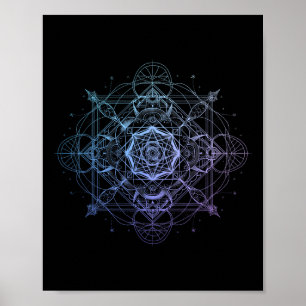 Poster Geometria Sagrada Cubo de Metatron Yoga Espiritual