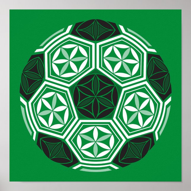 Póster geometria sagrada do futebol verde (Frente)