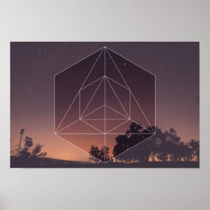 Póster Geometria sagrado contra. O céu de noites
