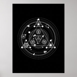 Poster Geometria sagrado do estilo oculto escuro