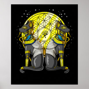 Poster Geometria sagrado egípcia de Bastet Ankh da deusa