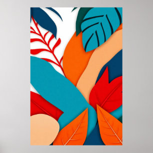 Poster Geometria Tropical: Colagem Digital Negrito e Vibr