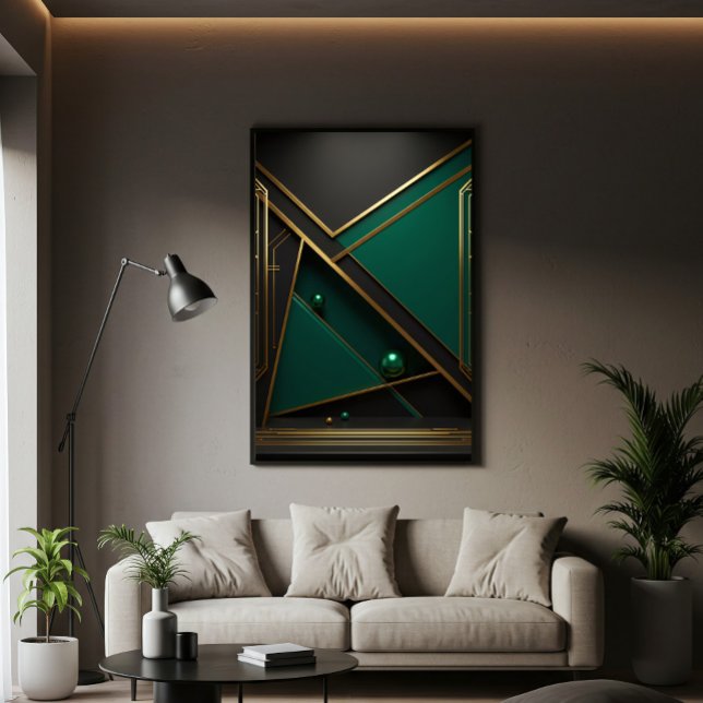 Poster Geometria Verde e Dourada (Criador carregado)