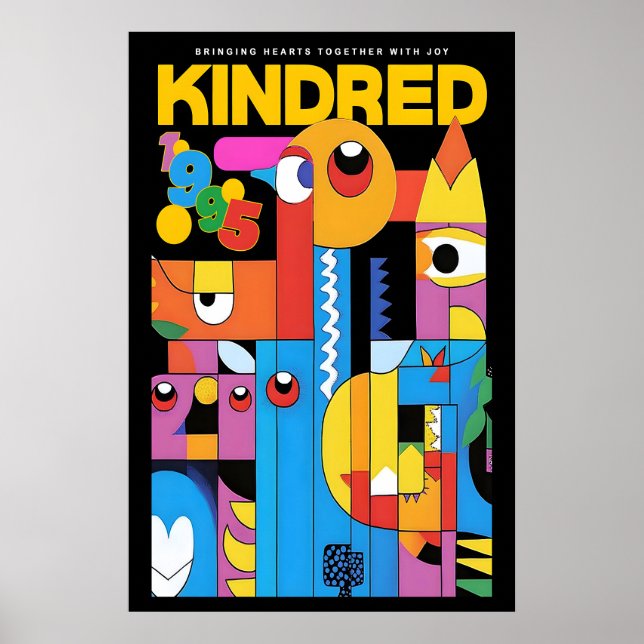 Poster Geometric Abstract Art Print Kindred Exhibition (Frente)