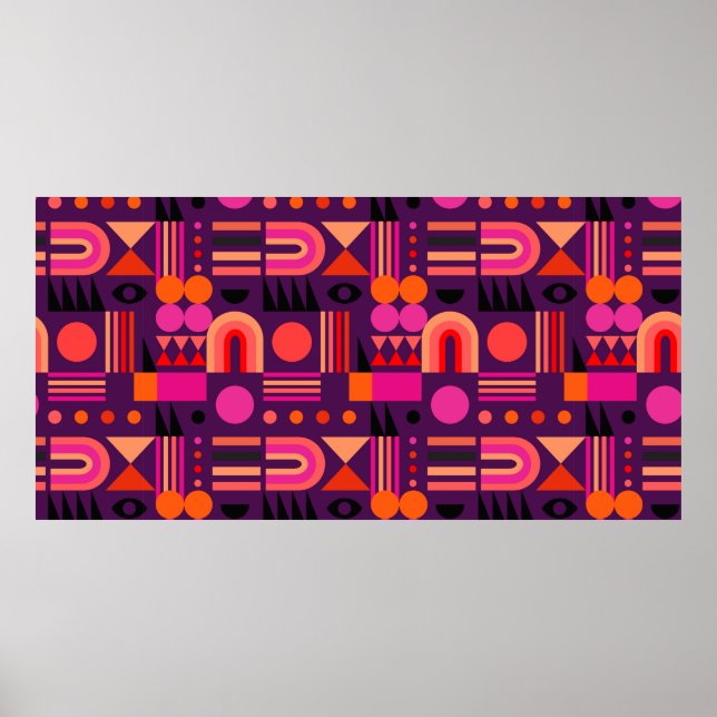 Poster Geometric abstract seamless pattern with shapes of (Frente)