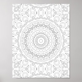 Poster Geometric Floral Mandala Coloring Design