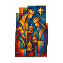 Geometric Magi - Three Wise Men Christmas Star Art