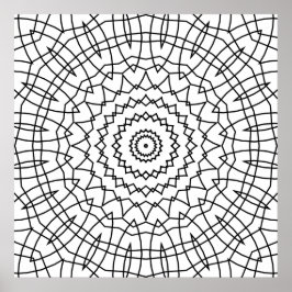 Poster Geometric Spiral Mandala with Angular Web Lines