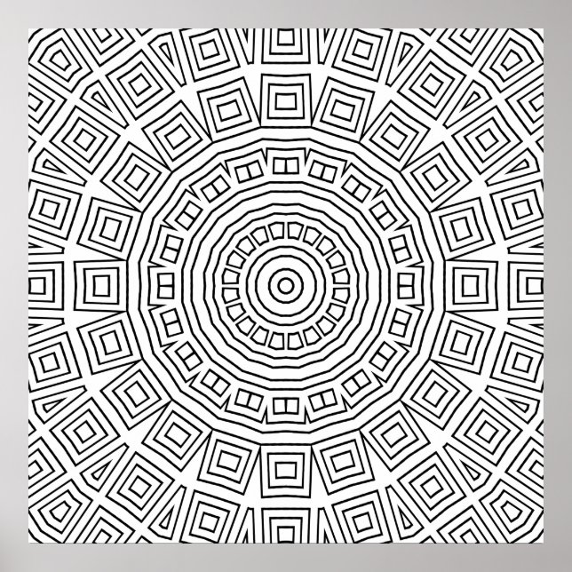 Poster Geometric Square Spiral Mandala Pattern Design (Frente)