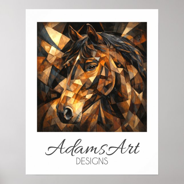 Poster Geometric Wild Horse Abstract Art (Frente)