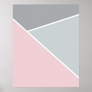 Poster Geométrica de Cor-de-rosa e Cinza