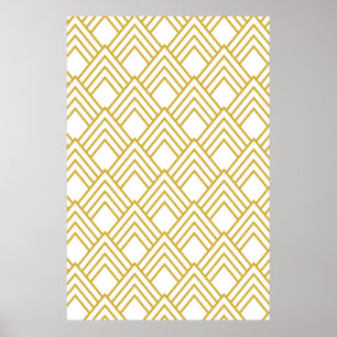 Poster Geométrico abstrato, branco e dourado