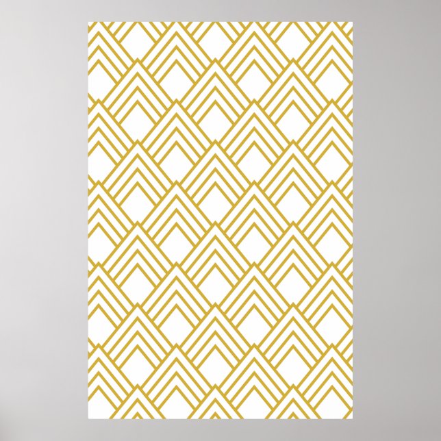 Poster Geométrico abstrato, branco e dourado (Frente)